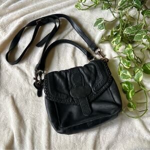 Liebeskind Black Leather Flap Crossbody Bag